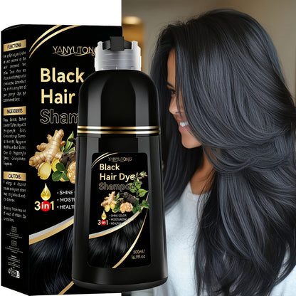 Hair Dye Shampoo, YANYUTONG 500ml Bottle with Black, Brown, Chestnut Brown and Red Shade Options