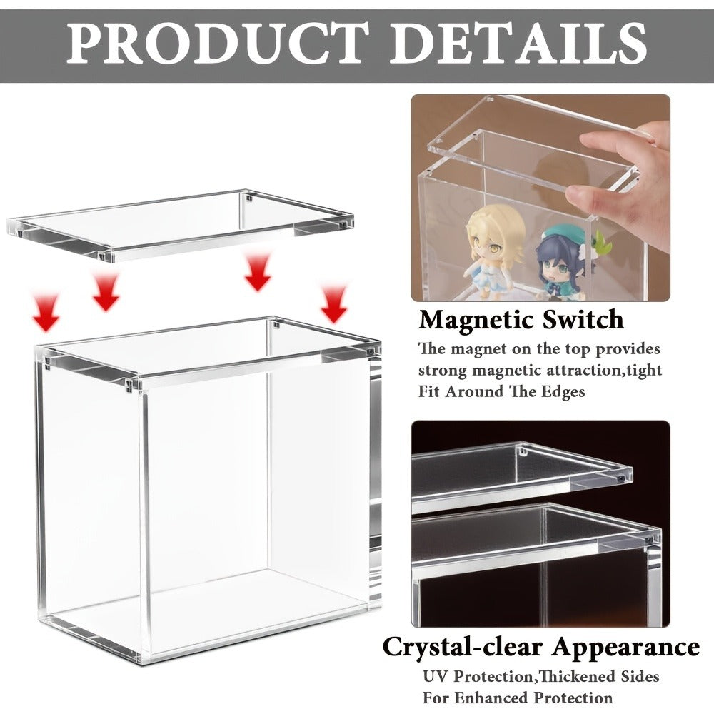 Clear Magnetic Booster Box Display Case in 6.1 x 3.5 x 5.3-Inch Size with Mixed 6mm and 3mm Panels