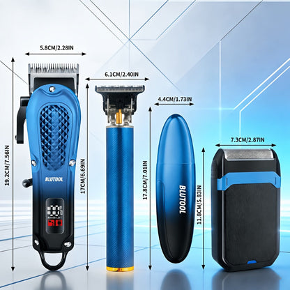 Men's Grooming Set USB Rechargeable Hair Clipper Electric Shaver Nose Ear Hair Trimmer with LCD Battery Display 2-Piece and 4-Piece Options Gift for Husband Boyfriend