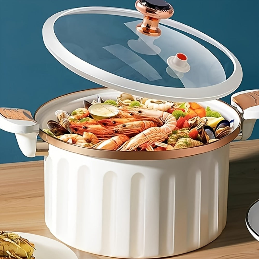 2.64-Gallon Enameled Cast Iron Dutch Oven with Side-Locking Lid Hardware and Blue or White Finish