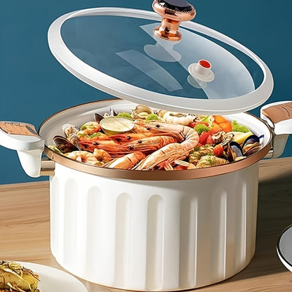 2.64-Gallon Enameled Cast Iron Dutch Oven with Side-Locking Lid Hardware and Blue or White Finish
