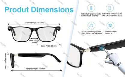 Smart Glasses 160-Language Translation Eyewear with Bluetooth 5.3 Open-Ear Audio and 18 Frame Options