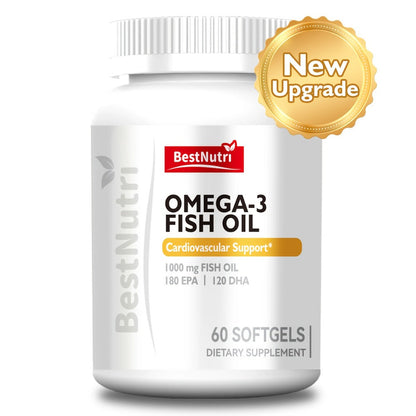 Omega-3 Fish Oil 2000mg Softgels with EPA & DHA — Cold-Extracted CGMP Certified | Brain Vitality Heart Health Anti-Inflammatory Support | For Adults & Young Adults | 60 or 90 Softgels