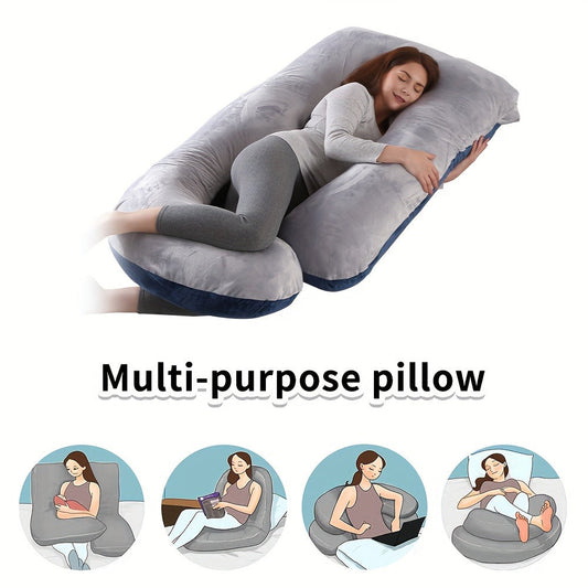 Pregnancy Pillow J-Shape 60 Inch Full Body Maternity Pillow with Velvet Cover – Back Leg Belly Support for Pregnant Women Side Sleeper Body Pillow Multiple Colors