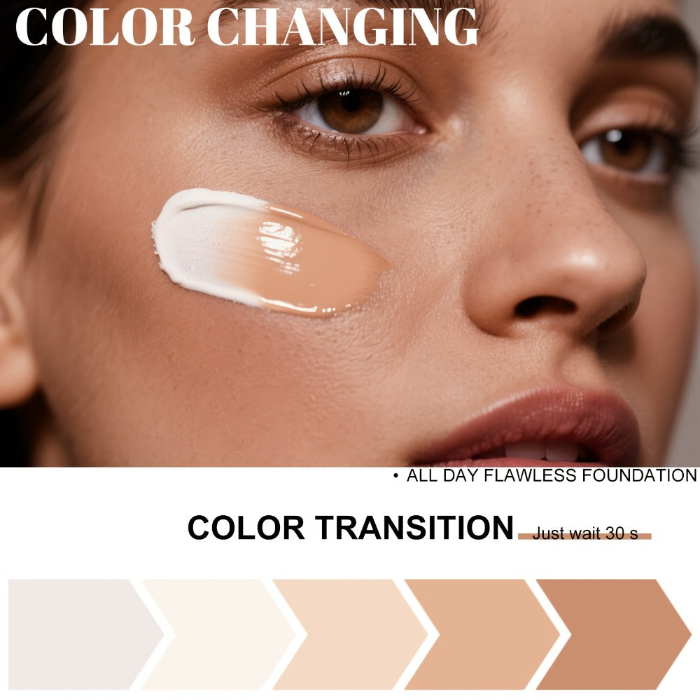 Color Changing BB Cream Foundation 3PCS Moisturizing Glycerin Lightweight Non-Cakey Natural Flawless Coverage - Buildable Tinted Moisturizer for All Skin Tones Unisex Makeup Set