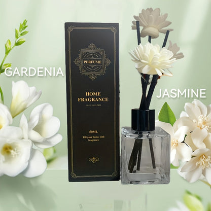 Reed Diffuser Set 50ml Glass Bottle - Long Lasting Aromatherapy Fragrance Sticks for Bedroom Living Room Office Home Decor Air Freshener Scented Essential Oil Gift