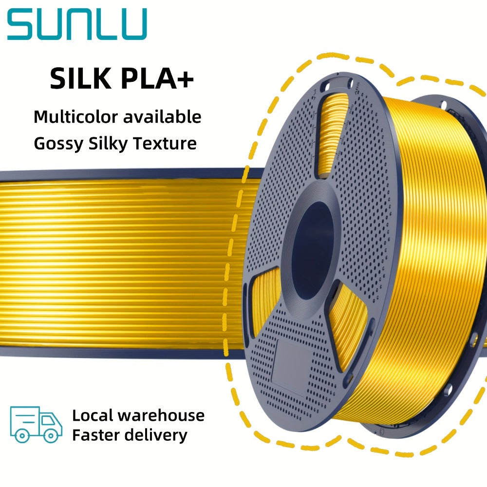 3D Printer Filament SUNLU Silk PLA+ 1.75mm 1kg Reusable Spool in Blue, Bronze, Yellow, Purple or Brass