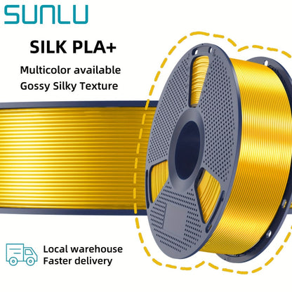 3D Printer Filament SUNLU Silk PLA+ 1.75mm 1kg Reusable Spool in Blue, Bronze, Yellow, Purple or Brass