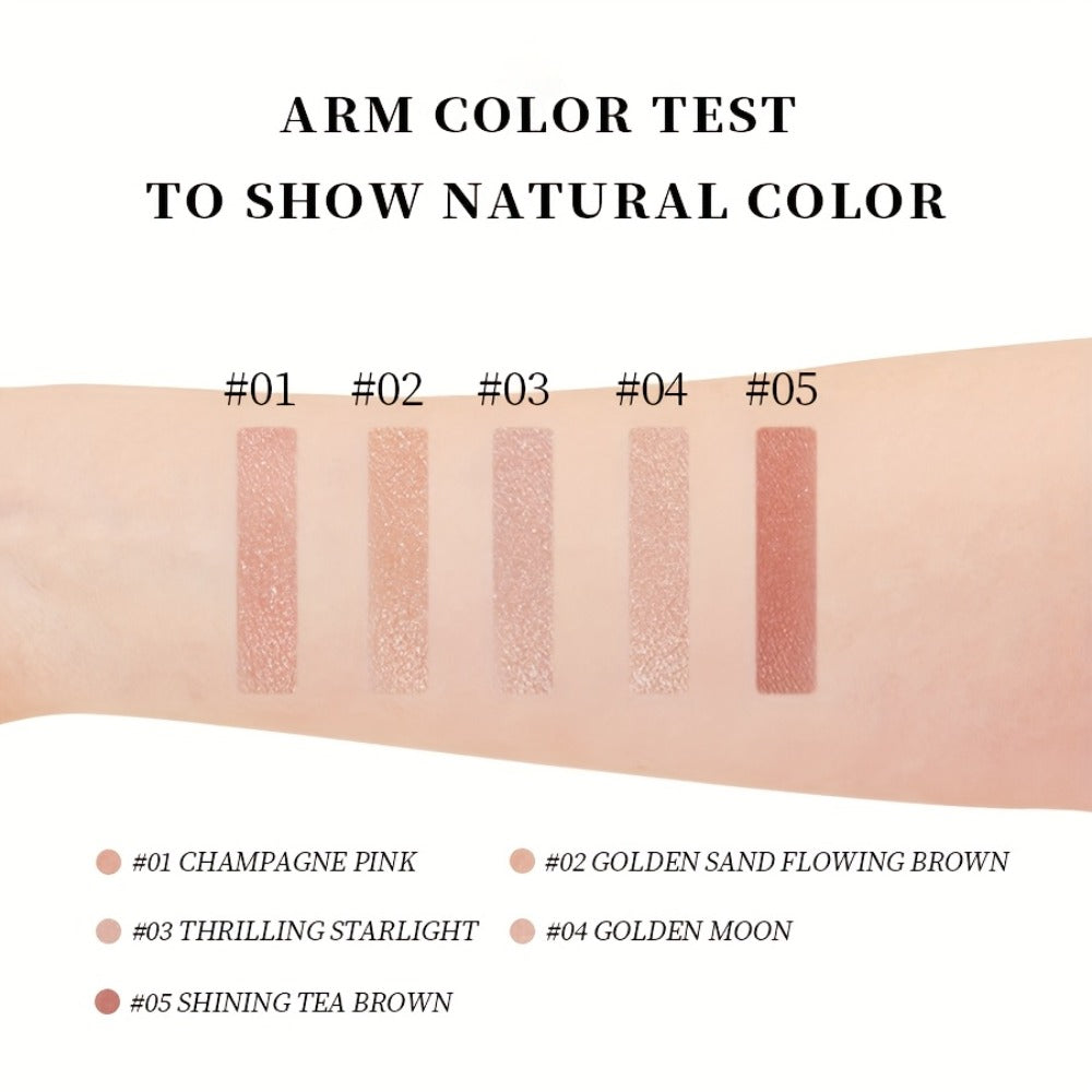 Shimmer Eyeshadow Palette 5 Shades Glowing Waterproof Creamy Blendable Formula with Built-in Mirror - Luxury Packaging Radiant Finish Starlight Tea Brown Eye Makeup Gift Women