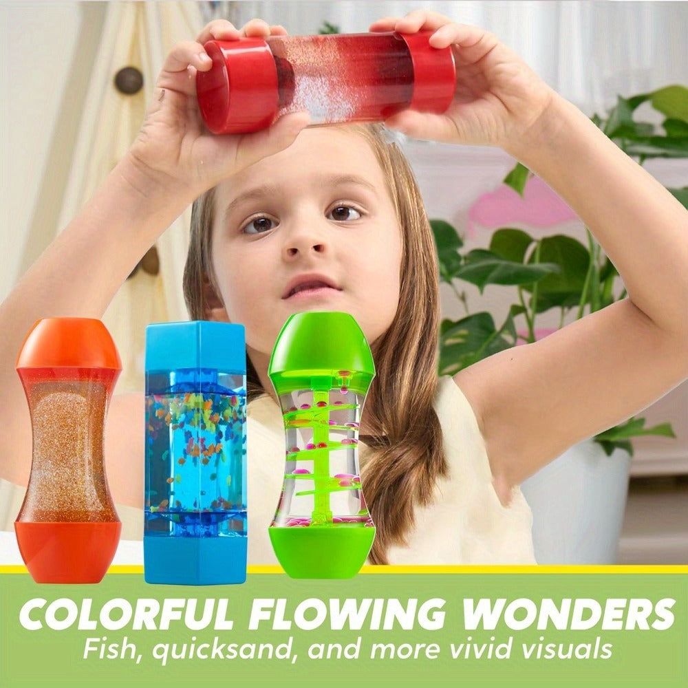 Four-Piece Visual Flow Tube Set with Glitter, Fish, Flake and Volcano Motion Designs in Four Shapes