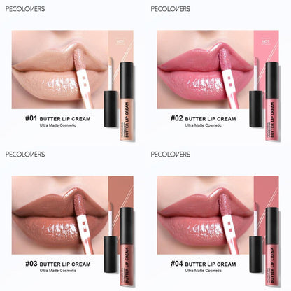 Lip Gloss Set by PECOLORS with 9 Nude and Pink Creamy Lip Colors, Tube Applicators and Display Box