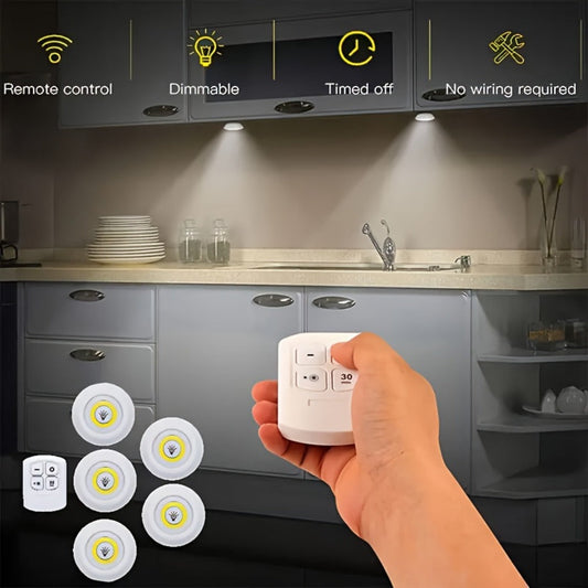 LED Puck Lights 5 Pack Wireless Remote Control Magnetic Adhesive – Indoor Night Lights for Hallway Bathroom Bedroom Kitchen Cabinet Staircase Home Decoration Easy Install