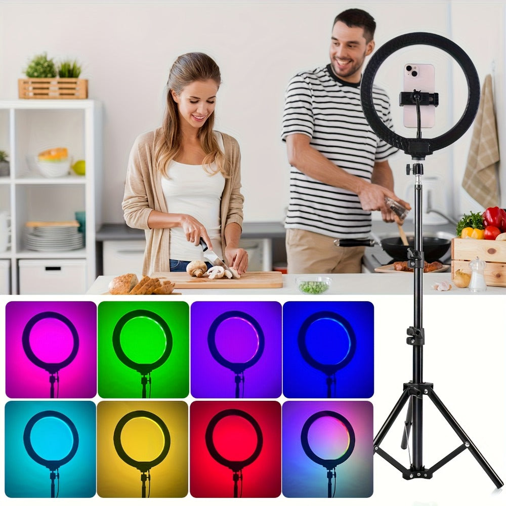 Selfie Ring Light Desk 12 Inch with Phone Holder 360 Rotating Pan Head Desk Tripod 17 RGB for an Everyday Personal Care Routine