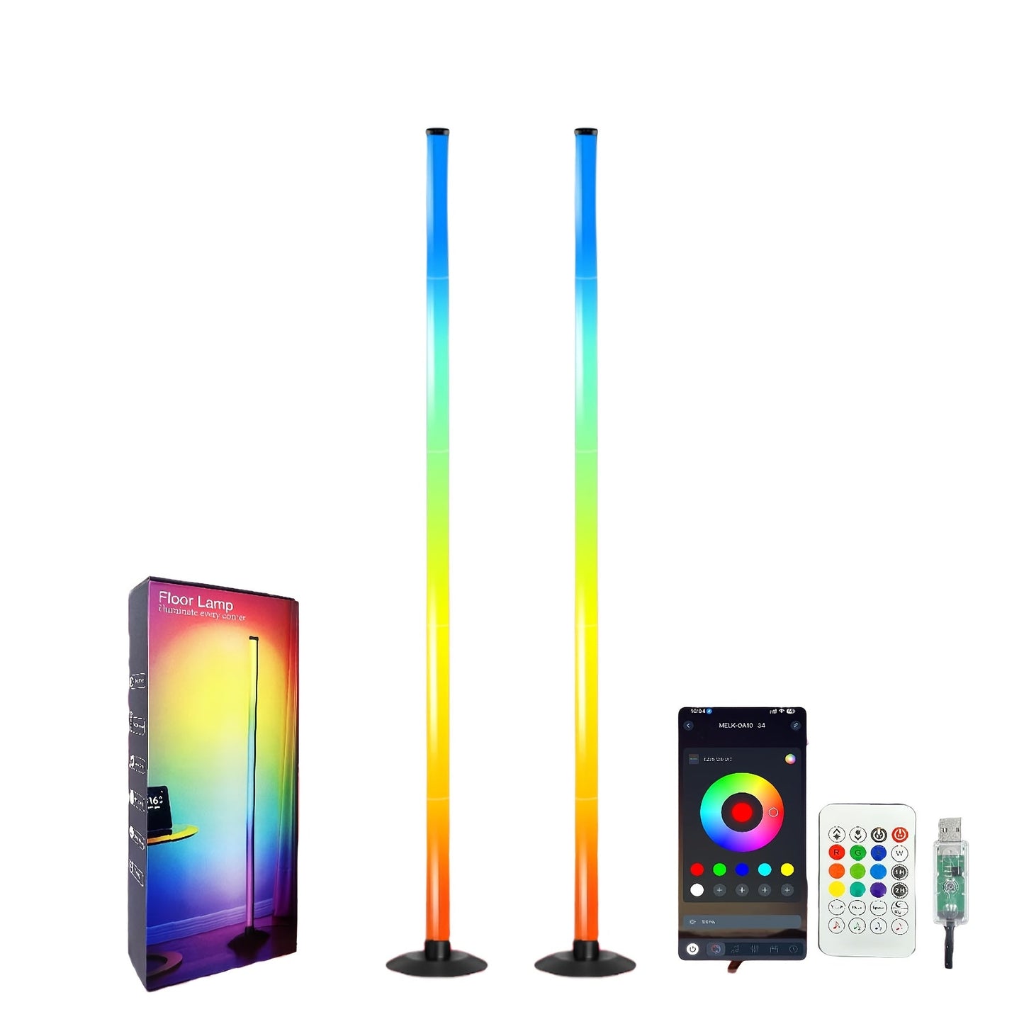 RGBICB Smart LED Floor Lamp App & Remote Control – Intelligent Mood Atmosphere Backlight Modern Design for Home Office Gaming Study Bedroom Holiday Gift 1 or 2 Pack