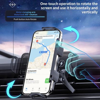 Wireless Charging Car Mount 15W Fast Charge – Universal Phone Holder for iPhone 15 14 13 12 11 8 X, Samsung Galaxy S24 S23 Note20 Fold 5 Fold 6, Supports Folding Screen Smartphones