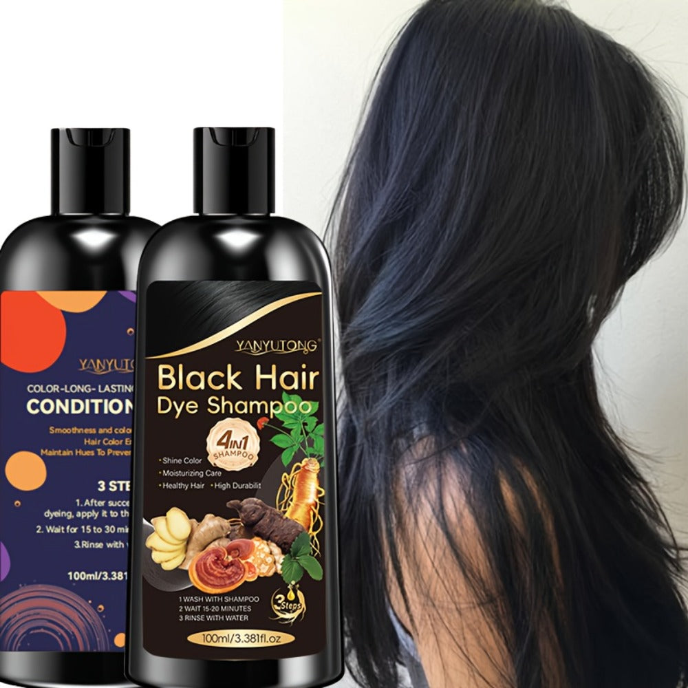 Hair Color Shampoo, YANYUTONG 4-in-1 Color Shampoo and Conditioner Pair in Three Color Options