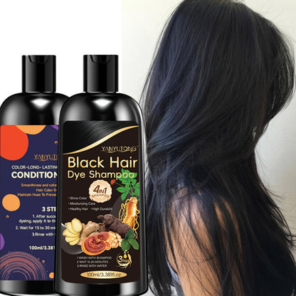 Hair Color Shampoo, YANYUTONG 4-in-1 Color Shampoo and Conditioner Pair in Three Color Options