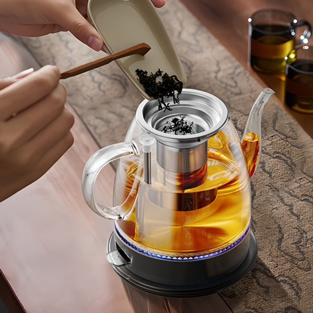 Electric Kettle by TOPWIT, 1L Glass Teapot with Removable Stainless Steel Infuser and Detachable Heating Base