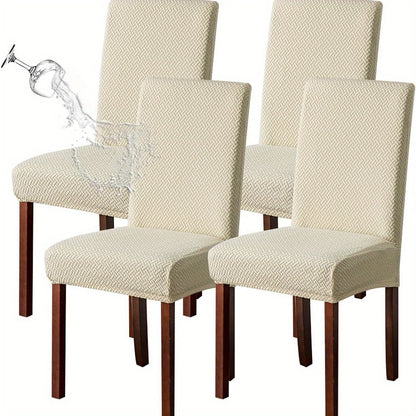 Textured Stretch Dining Chair Covers in Beige, Gray, Chocolate, Black, Khaki or Burgundy, Four- or Six-Piece Sets