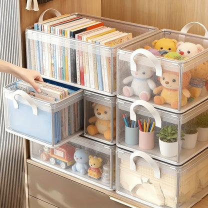 Six-Piece Foldable Clear Storage Box Set with Steel Frame, Handles and 47 x 30 x 20 cm Size