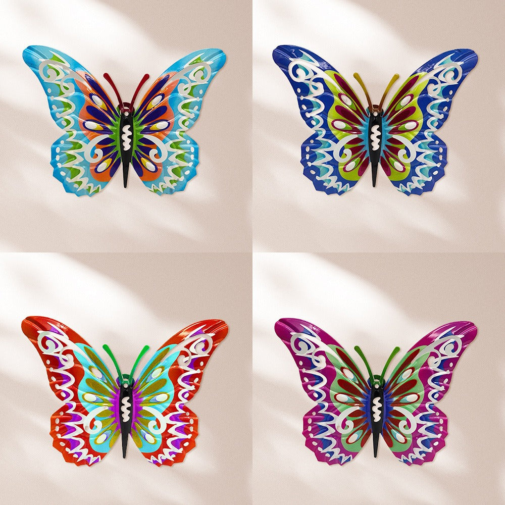 Colorful Metal Butterfly Wall Decor, Eight-Piece Set with 3D Folded Wings in Eight Distinct Designs