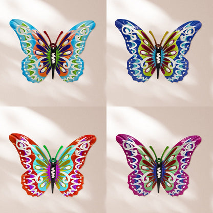 Colorful Metal Butterfly Wall Decor, Eight-Piece Set with 3D Folded Wings in Eight Distinct Designs