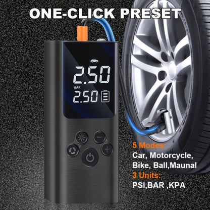 Cordless Tire Inflator Portable USB Rechargeable – Digital Gauge & LED Light, Fast Air Compressor with Auto Shutoff for Car, Bike, Motorcycle & Sports Equipment, Emergency Flat Tire Pump