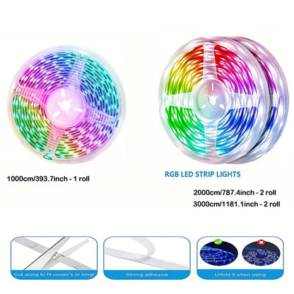 5050 RGB LED Strip Light Kit, 10m to 30m with App Control, Music Mode and 40-Key IR Remote