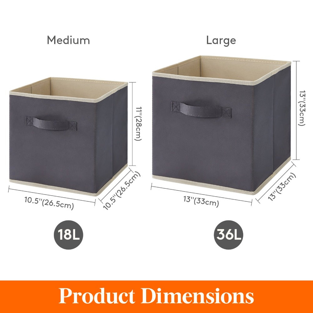 Collapsible Storage Cubes Set of 6 Foldable Fabric Bins Cube Storage Organizer Baskets 11 & 13 Inch Decorative Organizing Bins for Closet Shelf Bedroom Living Room Office