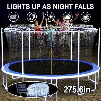 Solar Trampoline Rope Lights with Separate Panel, 50 or 100 LEDs and Multicolor, White or Blue Options