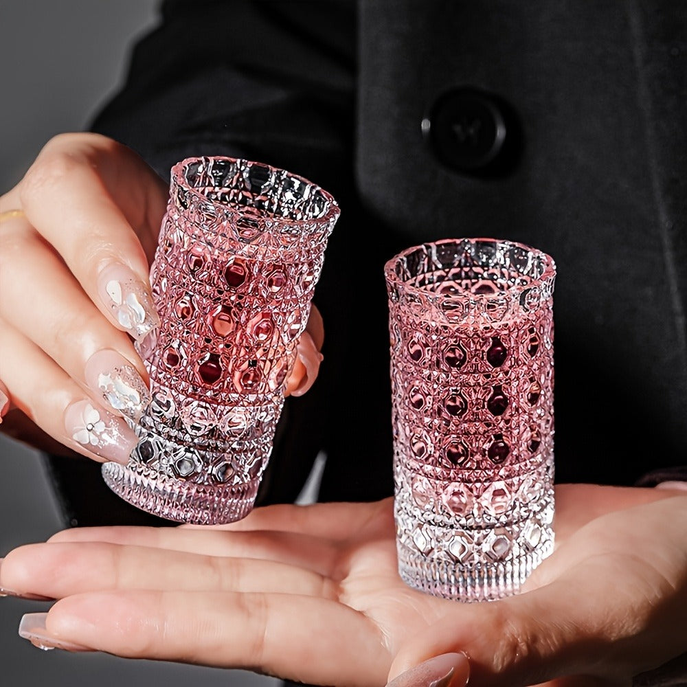 Diamond-Texture Shot Glass Set in Four- or Six-Piece Checkout Options for Home Bars and Party Serving