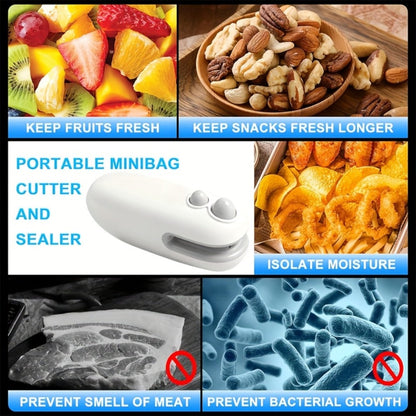 Mini Bag Sealer 2-Pack USB-C Rechargeable 2-in-1 Heat Seal with Cutter – Magnetic Storage Bag Resealer for Plastic Snack Food Bags | Airtight Freshness Keeper Portable Kitchen Gadget White