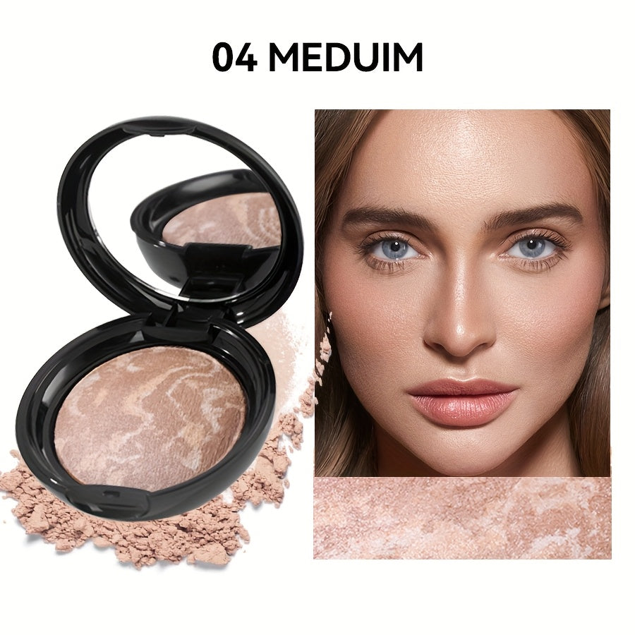 Marbled Pressed Powder Foundation Compact with Mirror in Six Shade Labels from Rose to Sand