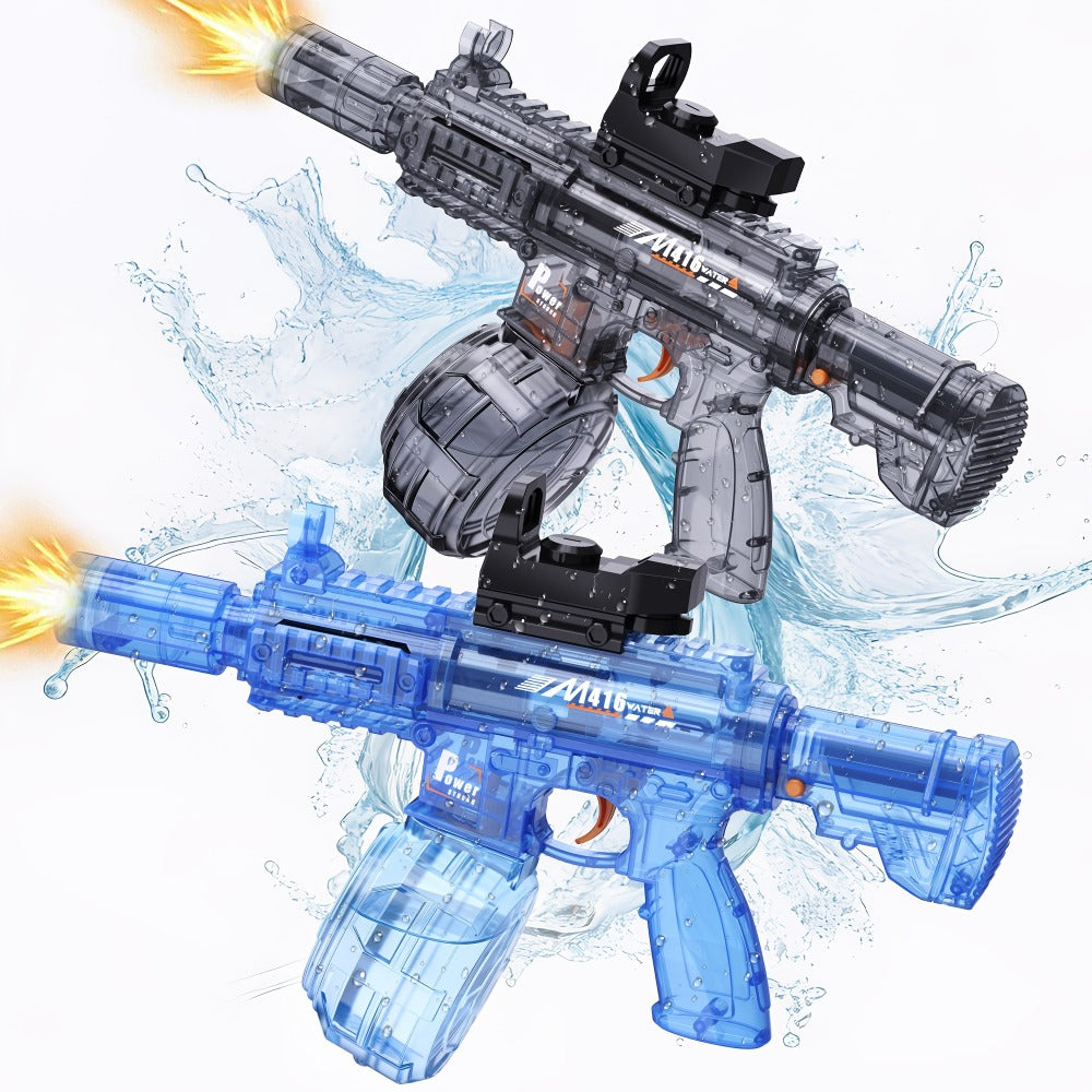 Two-Piece Electric Light-and-Sound Water Blaster Sets in 727 or 737 Models and Blue or Black Colors