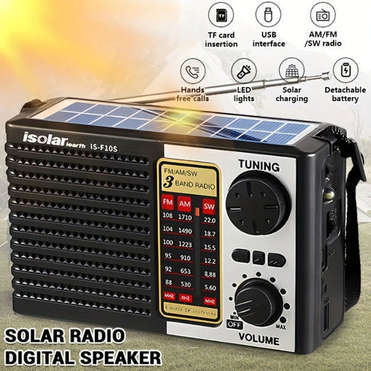 Rechargeable Solar Radio Speaker FM AM Portable Outdoor Radio with MP3 Player Flashlight Adjustable Volume for Camping Hiking Emergency Outdoor Activities Survival Gear Gift for Men