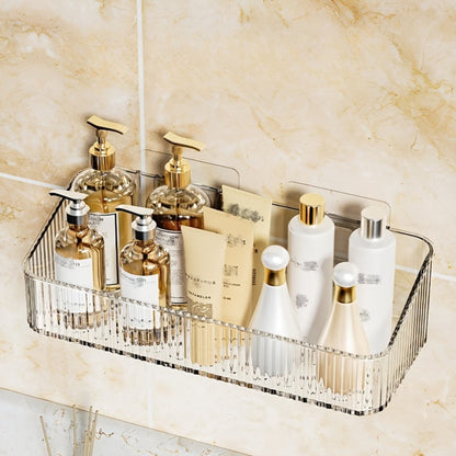 Wall Mounted Bathroom Shelf Storage Rack Organizer - Plastic Hanging Tray Basket Shampoo Shower Gel Holder | Gray Amber Green | Bathroom Storage and Organization Accessories