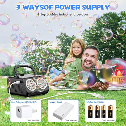 Dual-Wheel Bubble Machine with White Single-Unit or Black and Light White Two-Unit Bundle Labels