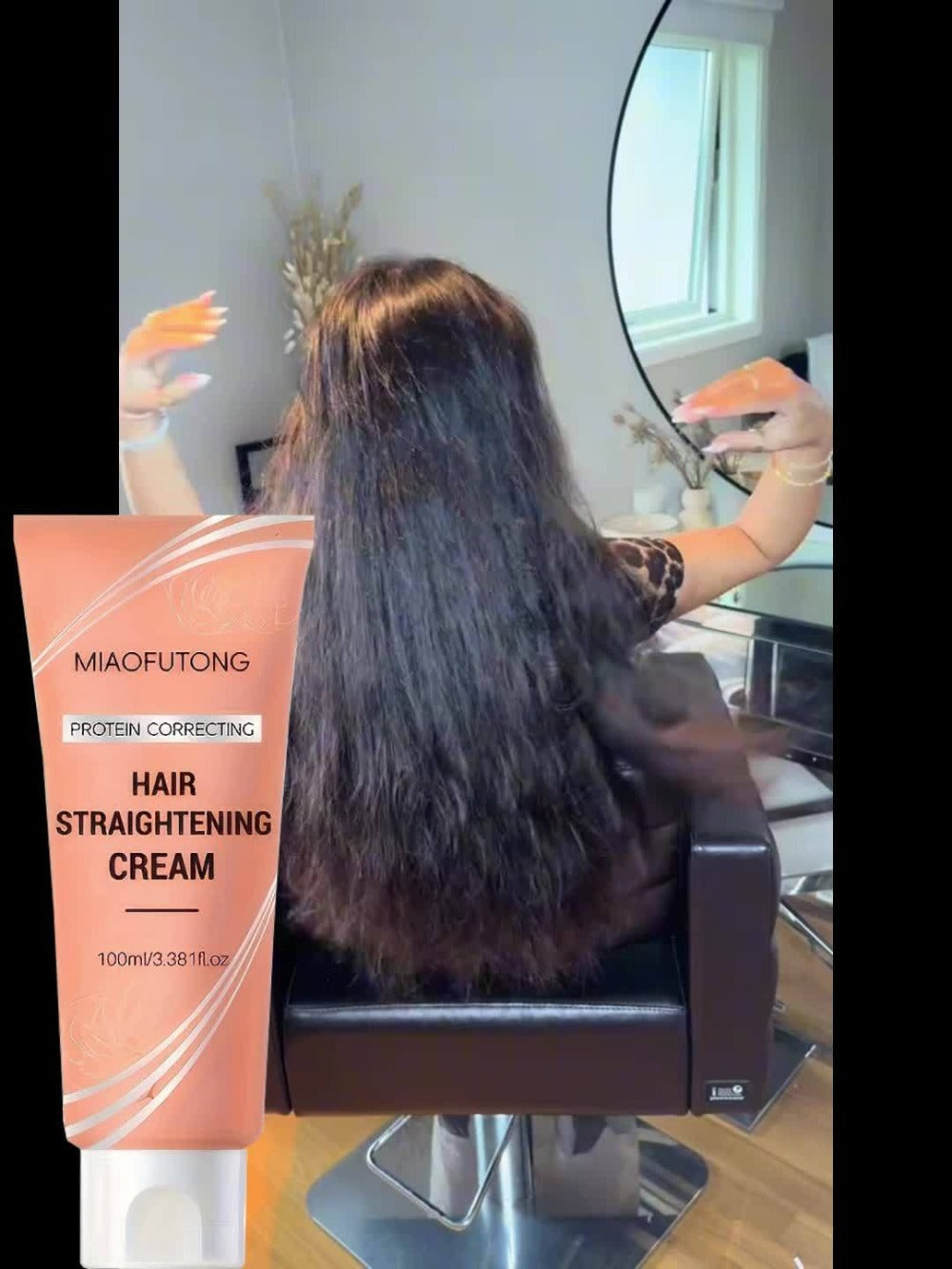 Frizz Control Hair Straightening Cream with Protein 100ml 3.38oz, Deep Smoothing Treatment, Strengthens & Softens