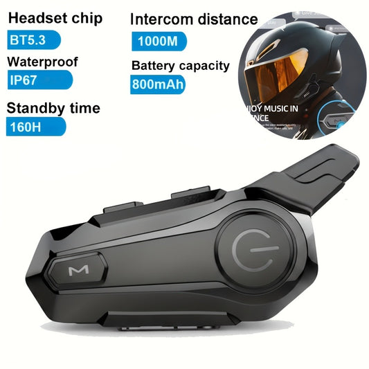 Motorcycle Helmet Bluetooth Intercom Headset – Wireless Real-Time 2-Rider Communication, Compatible with Full Face, 3/4 & Open Face Helmets, Hard Mic & Soft Mic Included, X1 Pro Max