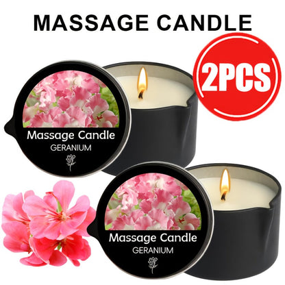 2 oz Massage Oil Candle in 18 Scent and Pack Options Including Jasmine, Lavender, Geranium and Vanilla