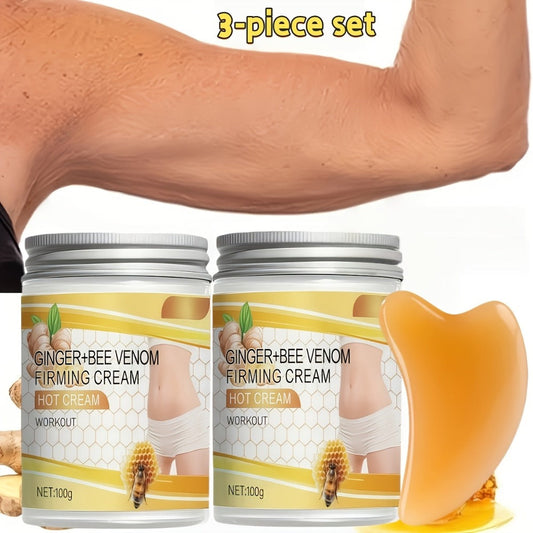 Body Firming & Tightening Cream 3-Piece Set with Bee Venom — Instant Lifting for Arms, Abdomen, Legs & Buttocks, Skin Sculpting Body Contouring Cream for Women