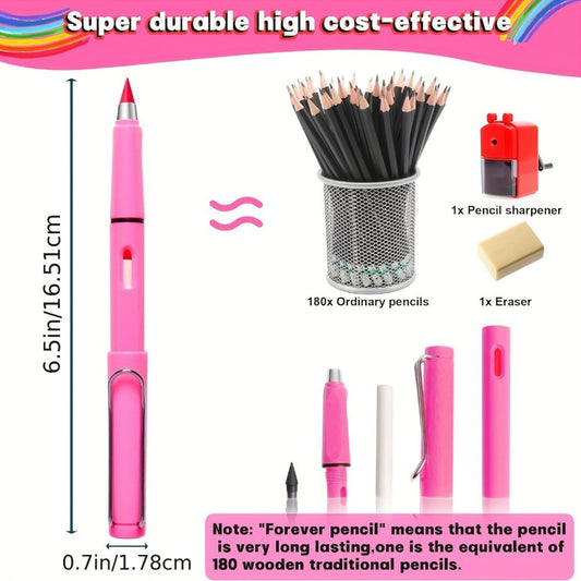Colored Pencils Set 132 Pcs – 12 Coreless Pencils & 120 Replacement Tips 0.5mm HB Watercolor Drawing Pencils for Students Kids Artists | Birthday Christmas Gift Art Supplies