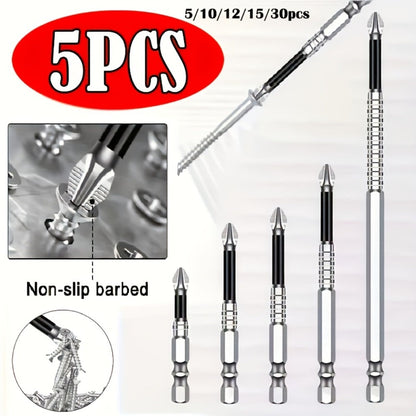 Magnetic Screwdriver Drill Bit Set Anti-Slip - K5 High Magnetic Power Bits in 50mm 65mm 70mm 75mm 90mm 150mm, Electric Screwdriver Bit Kit for Power Drills, DIY Home Repair & Professional Use