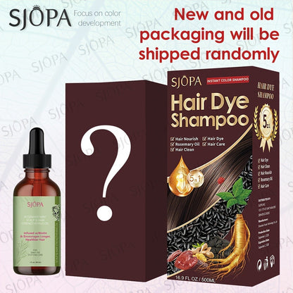Hair Dye Coloring Shampoo 5-in-1 Upgraded with Hibiscus Oil, Squalane & Glycerin - Quick Color & Nourishing, Gentle Skin-Safe Formula, 12 Shades for Women & Men, Extra Large 500ml / 16.91oz