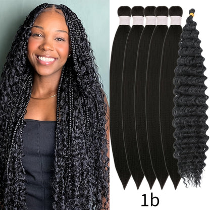 Six-Pack Braiding Hair with Deep-Curly Ends in Seven Pictured 26- or 32-Inch Color Options