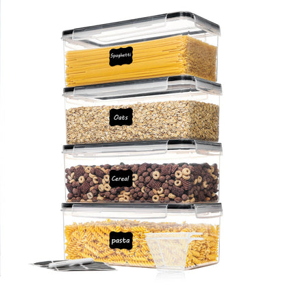Pantry Storage Containers 4-Pack Airtight with Lids 108oz BPA-Free Plastic Spaghetti Pasta Organizer Gull-Wing Lock Kitchen Pantry Organization Fridge Freezer Safe