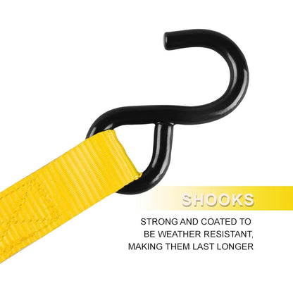 Ratchet Tie Down Straps 4-Pack 15FT 1,500 lb Break Strength Heavy Duty with Soft Loops & Storage Bag – High-Visibility Webbing for Motorcycle ATV Kayak Truck Bed Trailer Roof Rack