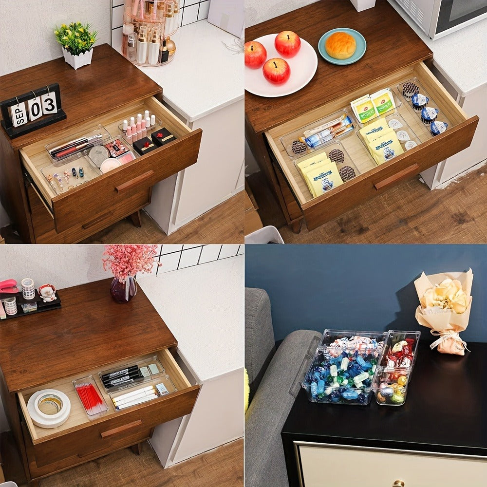 Drawer Storage Organizer Set 25-Piece Transparent PET Boxes for Vanity, Desk and Dresser Use