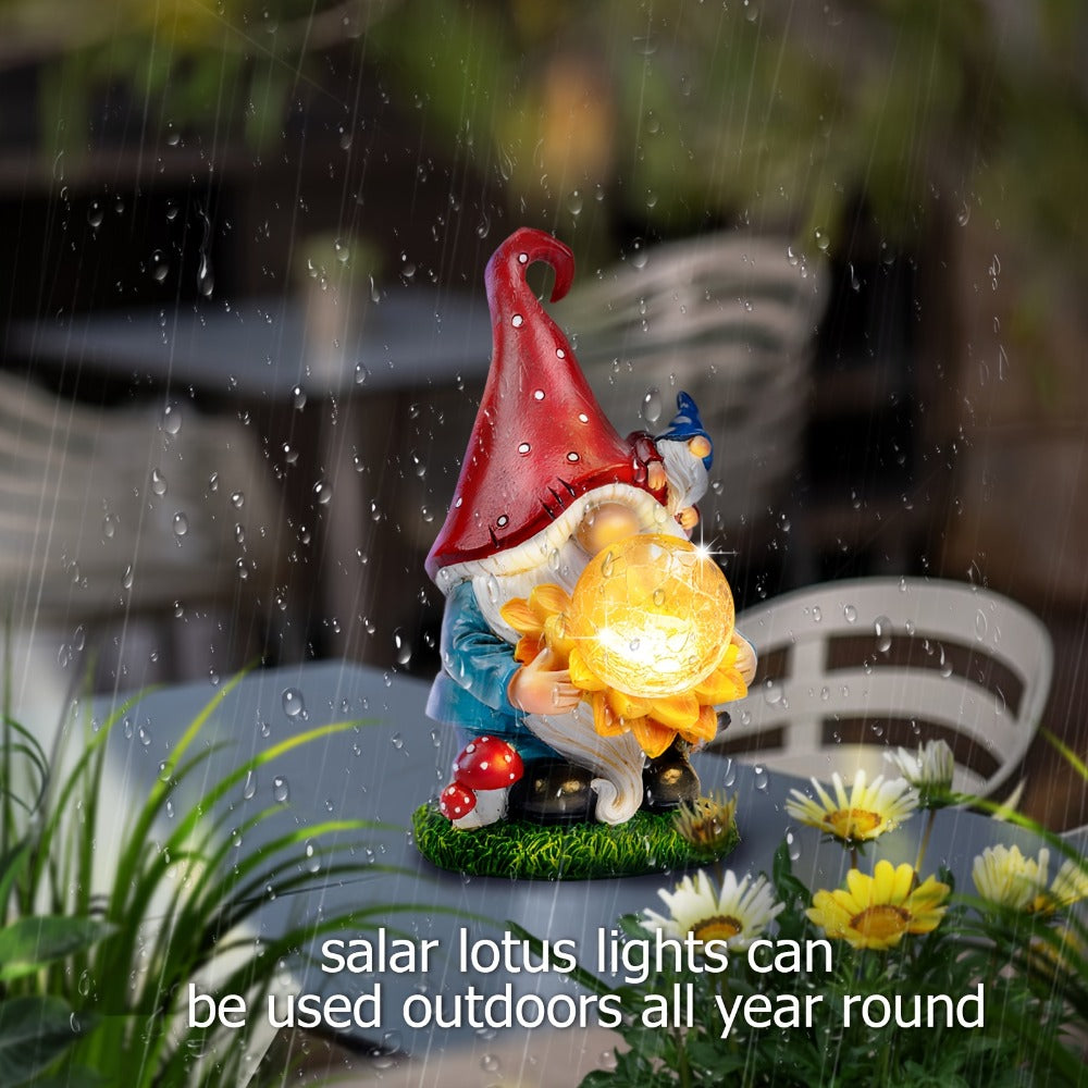 Solar Light Elf Resin Statue, Outdoor Garden Figurine That Automatically Lights Up at Night, Holiday Collectible Decor for Christmas