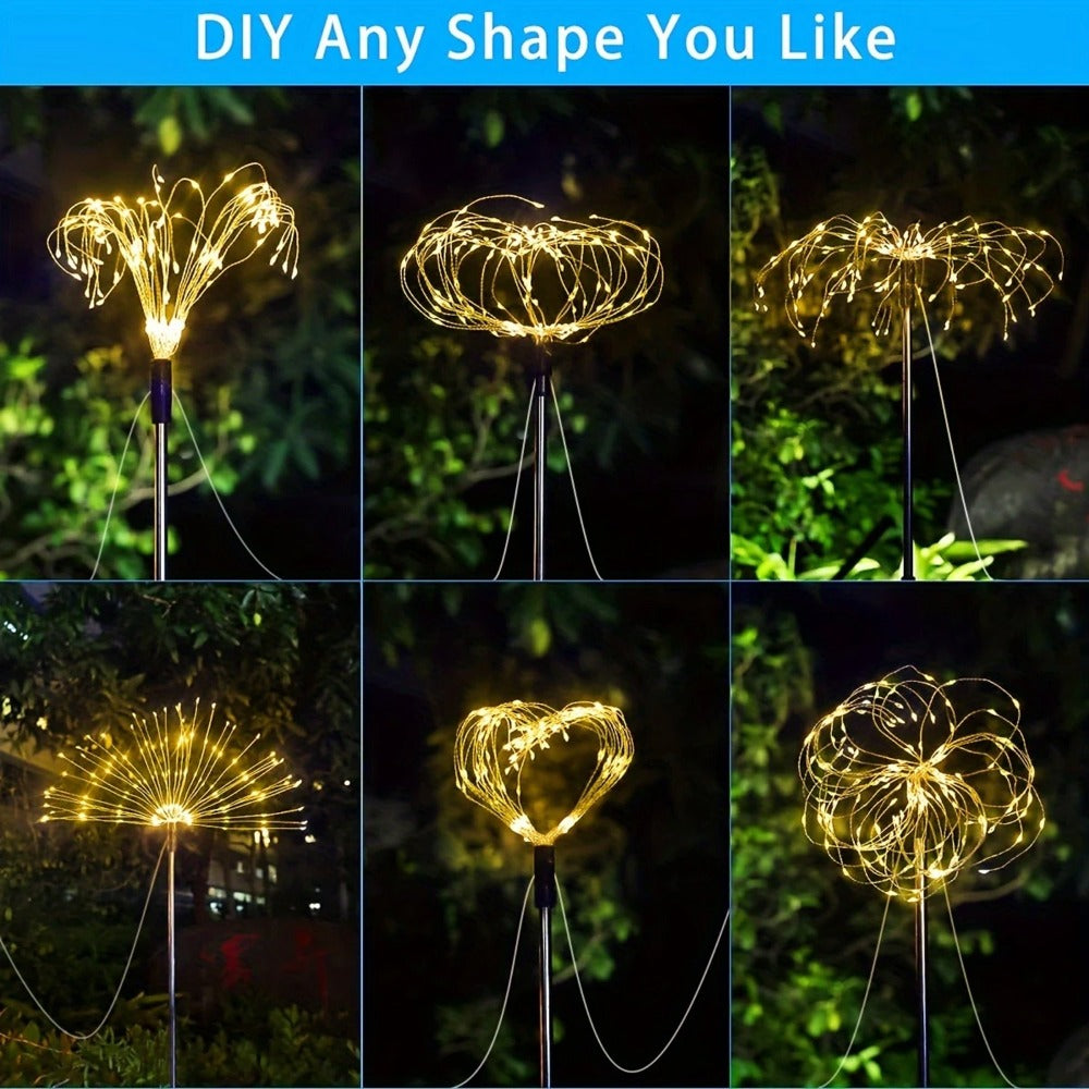 Solar Firework Garden Lights Outdoor 12 Pack 750 LED - 8 Modes Waterproof Starburst Stake Lights for Yard, Pathway, Balcony, Christmas & Holiday Decor, Multicolor or White (4-Pack / 12-Pack)